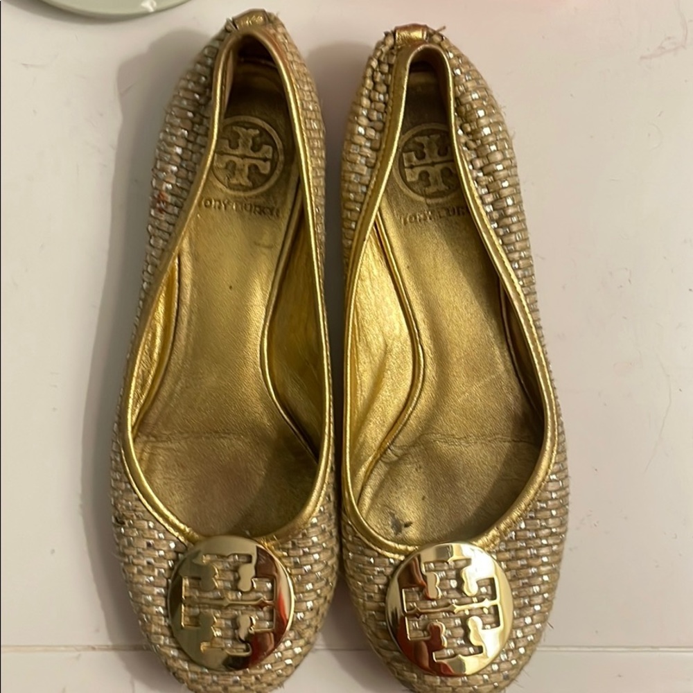 Gold Tory burch flat